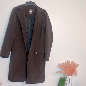 K-Way Brown Thermal Down Windbreaker Waterproof Parka Jacket Coat Large